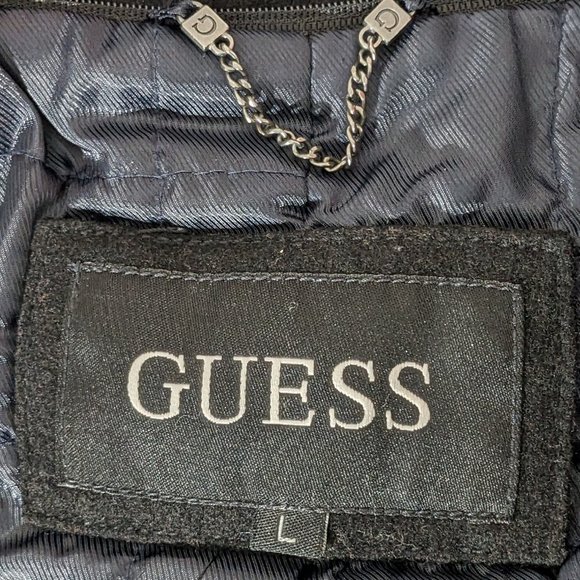 Men’s Guess Brandon Wool Blend Style Long Button Coat Sz Large Black - Picture 10 of 16